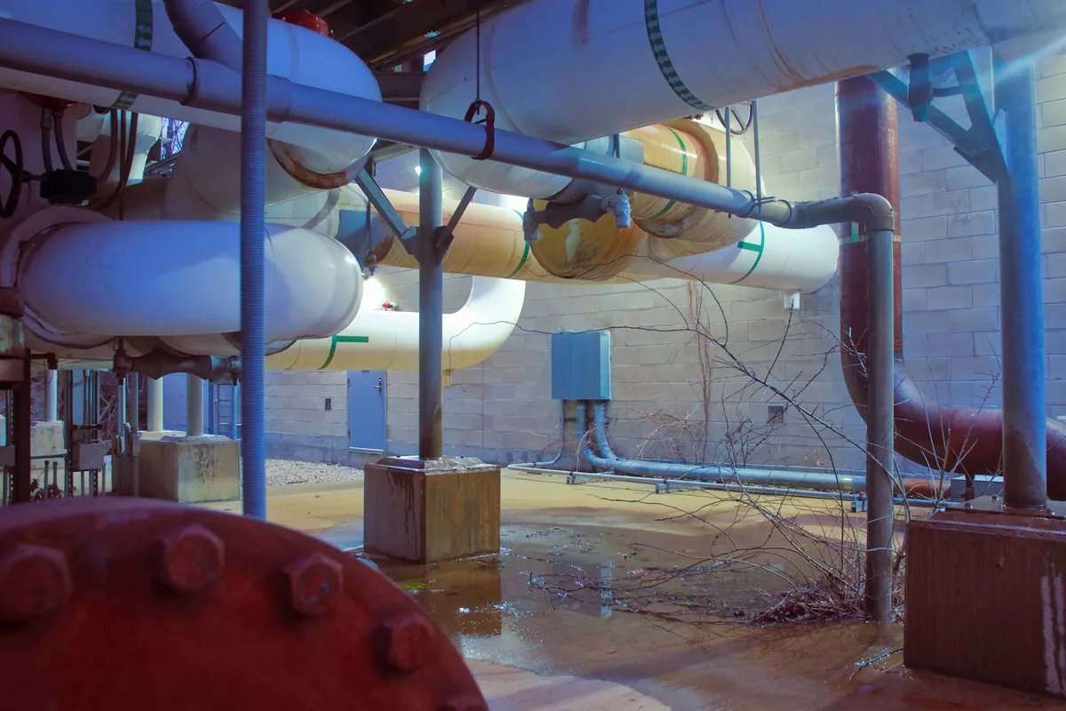 Master plumber installing sump pump repair equipment in a Florida home